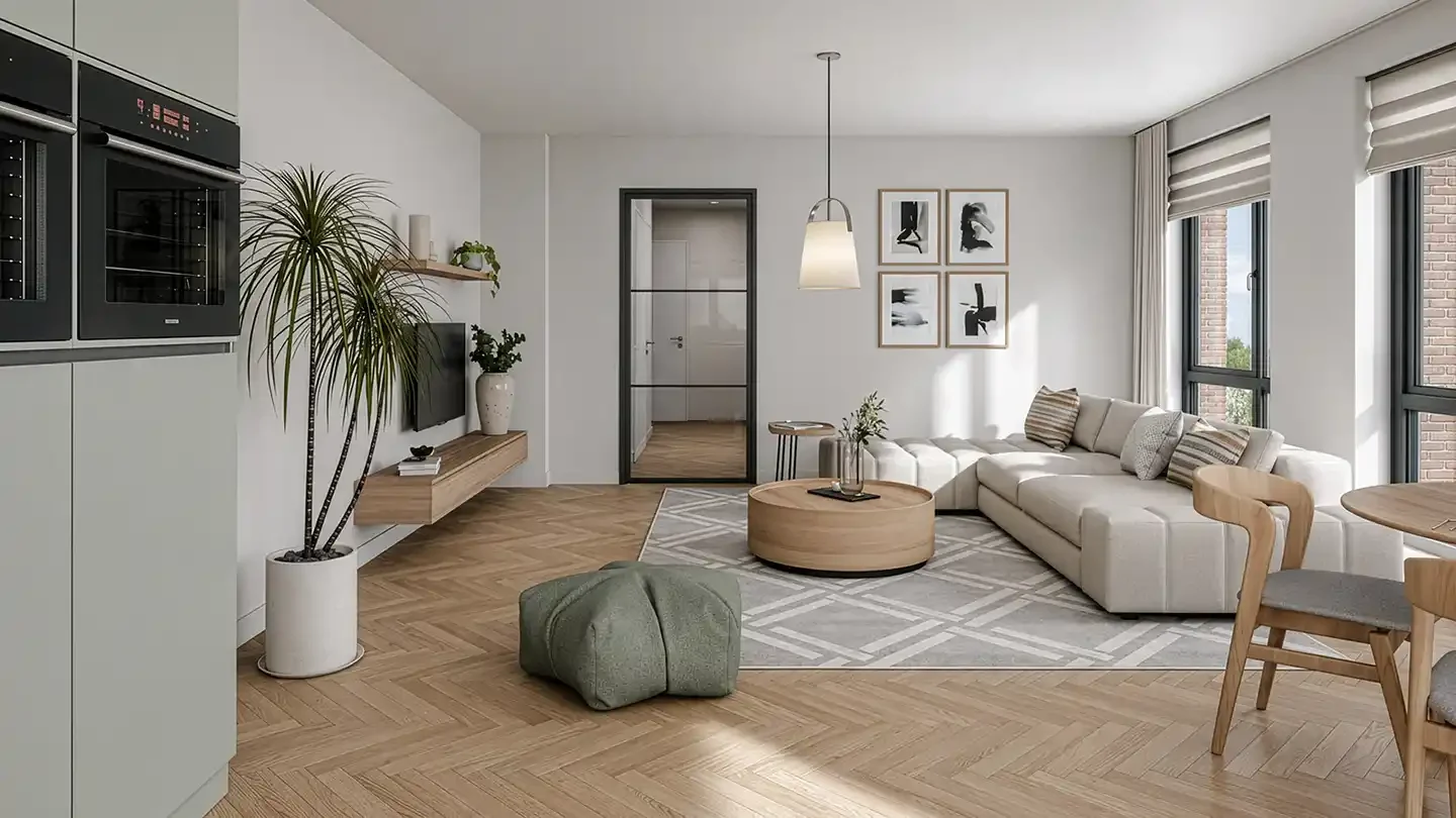 Nieuwbouw appartement Wonen in de Baronie Dordrecht, type A - woonkamer en keuken